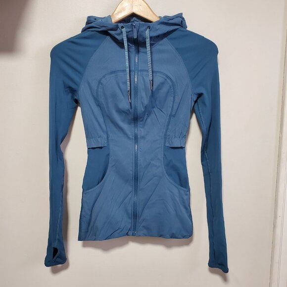 LULULEMON Dance Studio Rib Sleeve Jacket Reversible Slim Petrol Blue Women's 2 - Picture 2 of 16